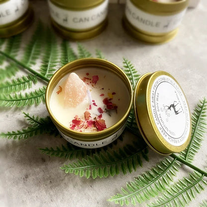 Aromatherapy Crystal Candle – Dried Flowers & Healing Stones