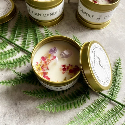 Aromatherapy Crystal Candle – Dried Flowers & Healing Stones